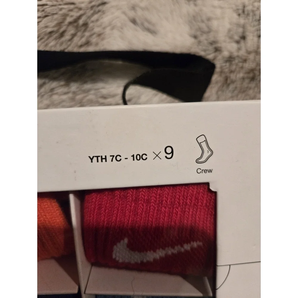 Nike Youth 9 Pack Cushioned Crew Socks Multicolor 7C-10C XXS Gift Box NWT